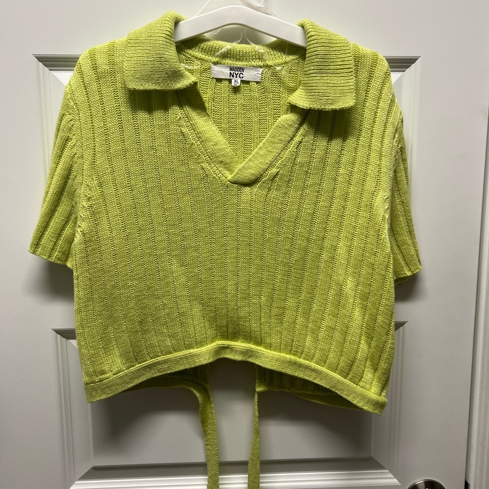 Madden NYC knot cropped polo with back tie